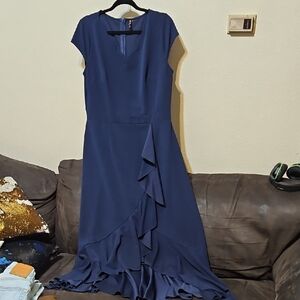 Musol Deep Blue Ruffle Maxi Dress